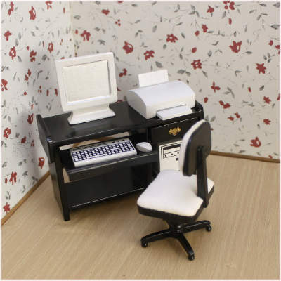 楽天市場】ドールハウスオフィスデスク チェアセット 1/12ミニチュア