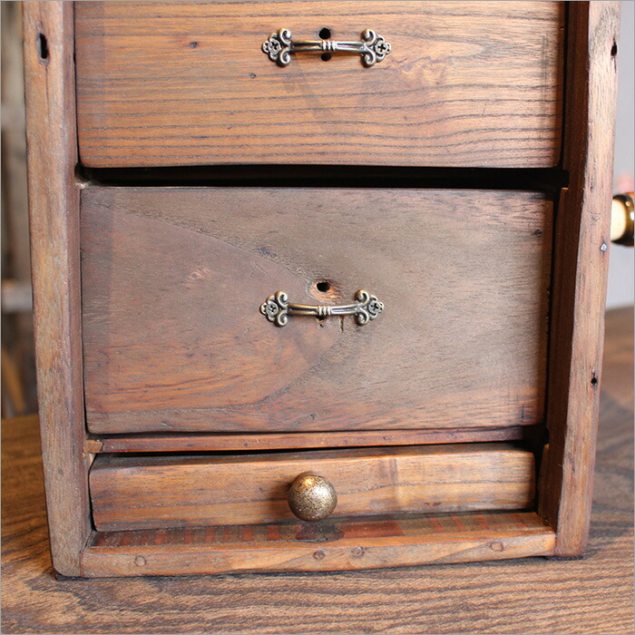 六角形 木製タンス引き出し収納箱昭和レトロアンティークヴィンテージ