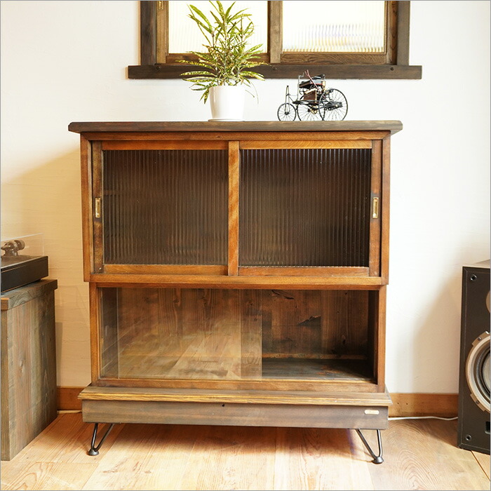 古家具 ビンテージ ショーケース リメイク アイアン脚 ビンテージ 古