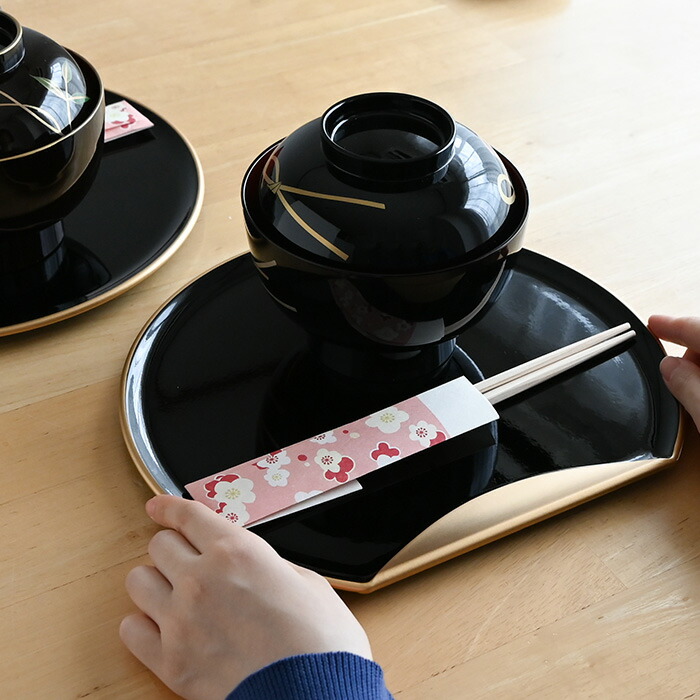 楽天市場】半月盆 お正月 お盆 トレー 27cm 無地 黒 2枚組 1039113