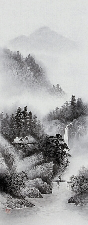 銘恵泉（平成年）富士山水画日本画掛け軸掛軸水墨画風景画