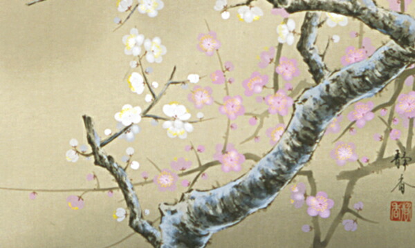 楽天市場】掛け軸 掛軸（かけじく） 紅白梅に鶯（北条 静香）全国送料