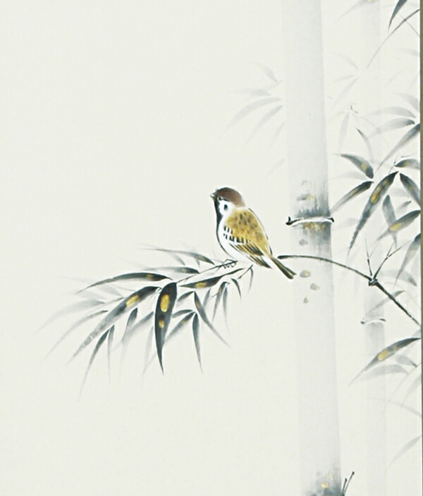 竹と花の水墨画 掛軸12–03 竹と花の水墨画 掛軸12–03 - メルカリ