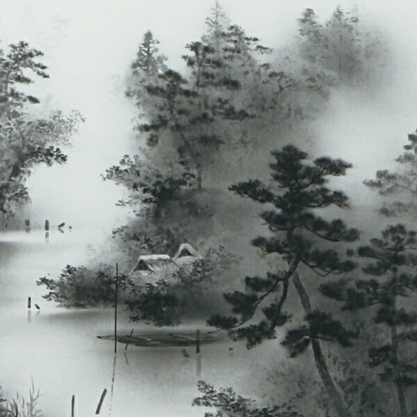 楽天市場】掛け軸 掛軸（かけじく）水墨山水（中沢 勝）＜太巻桐箱収納