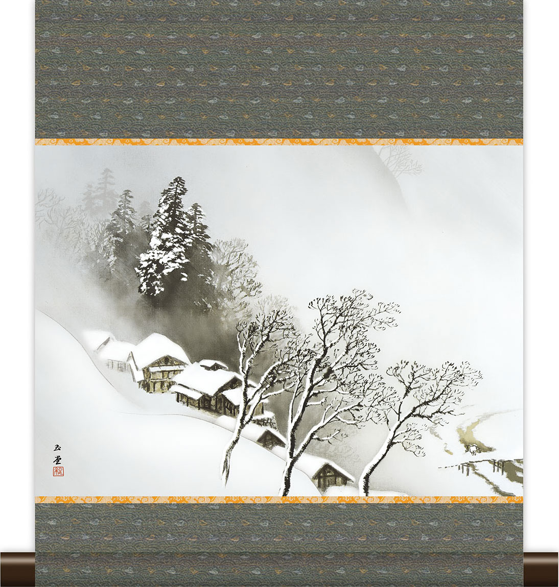 掛け軸 川合玉堂 『 夏山雨後 』 名品 複製 希少 軸装 茶道具 掛軸