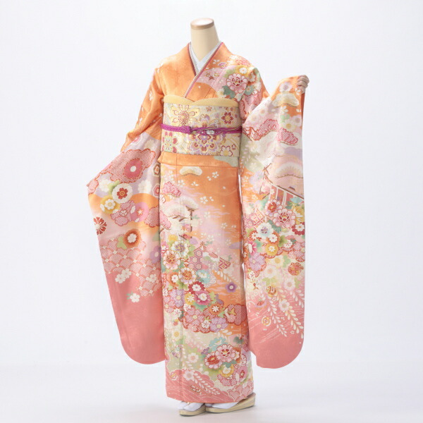 美品正絹お振袖長襦袢2点セットM～Lサイズピンク】