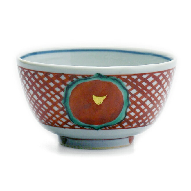 1円～ 【陶器】 九谷 栄喜堂 赤絵金襴手 組丼 小鉢 茶碗 計2客