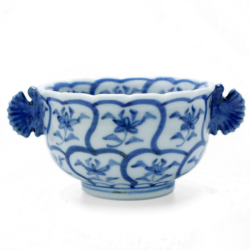 初代須田菁華赤絵双耳小鉢 楽天市場】九谷焼：染付双耳向付・