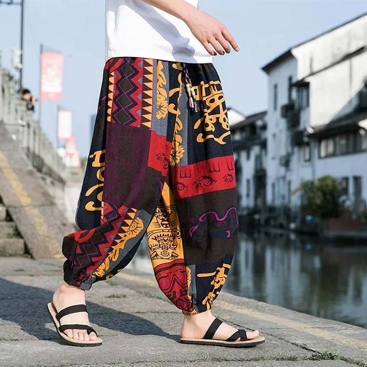 楽天市場】アラジンパンツ メンズ タイパンツ 象柄パンツ サルエル