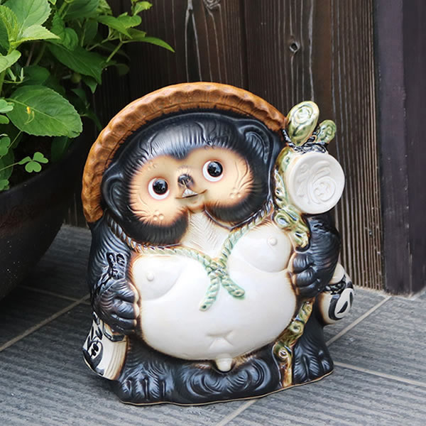 古い 信楽焼 酒瓶 丸八印 50cm タヌキ 狸 置物 庭 ガーデニング 骨董