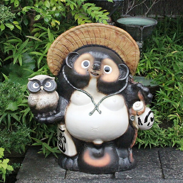 楽天市場】信楽焼 30号ふくろう持ち狸 信楽焼たぬき縁起物タヌキ 陶器