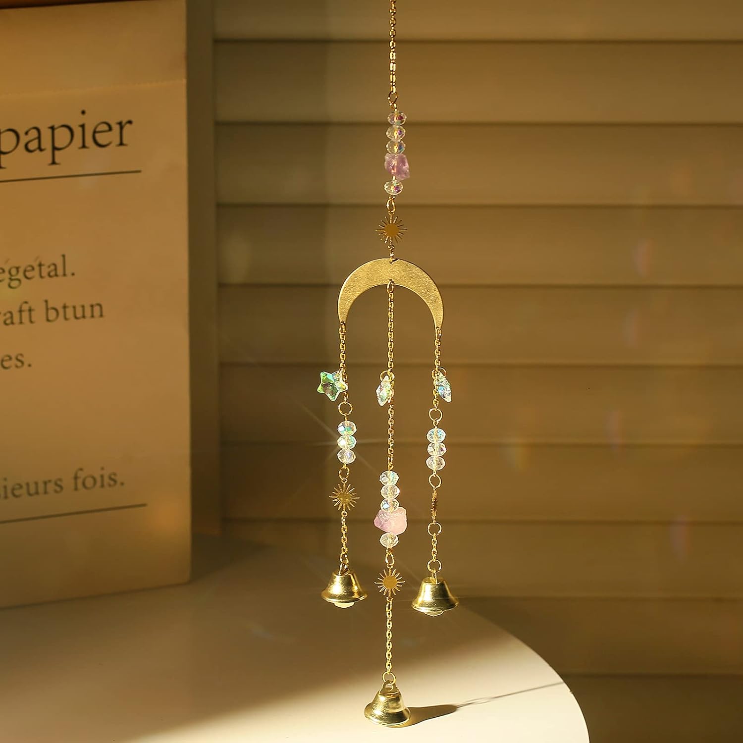 輸入雑貨 天然石 『ムーン』 風景画 水晶石 クリスタル フレーム付き