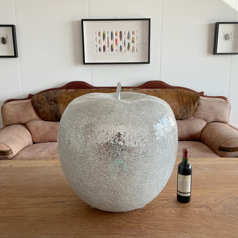 楽天市場】煌めきの白リンゴ アートオブジェ 中 インテリア オブジェ