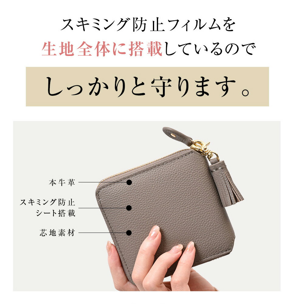 VASIC / 2つ折り財布/レザー/BLK/無地/レディース CORD MINI WALLET