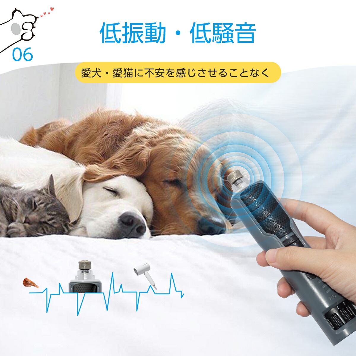 楽天市場】ペット用爪切り 電動爪トリマー USB充電式 爪研ぎ器 LED
