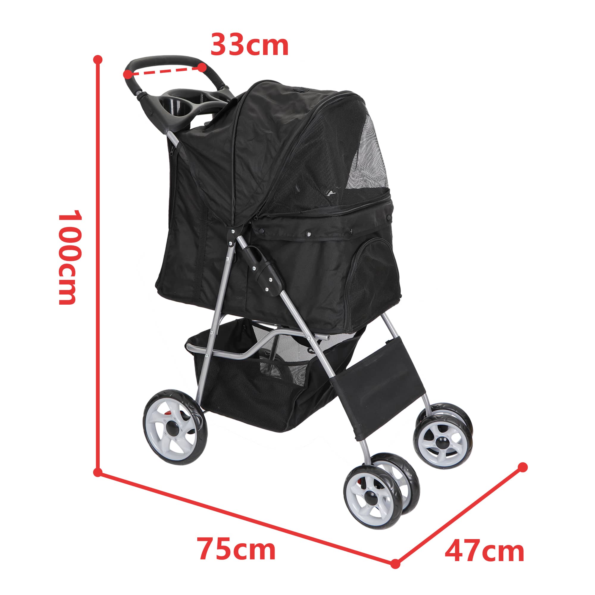 楽天市場】ペットカート、折りたたみ、防水 4輪 収納カゴ 付き 耐荷重