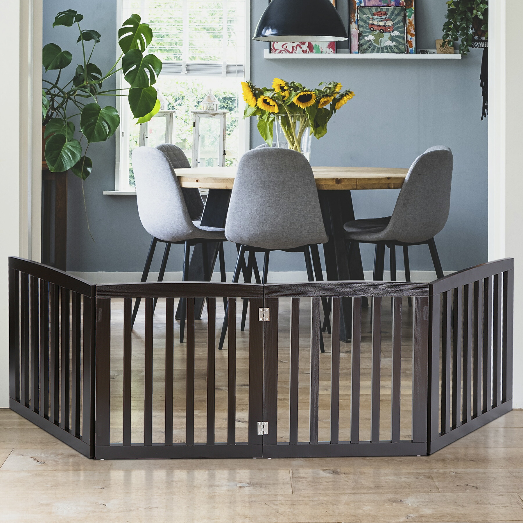 楽天市場】木製犬用ゲート 折り式バリア ペット用家具 フェンス