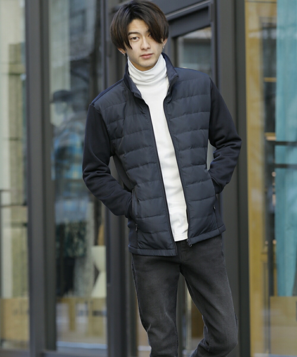 楽天市場】インナーダウン 袖 切替 ジップアップ ブルゾン／エー