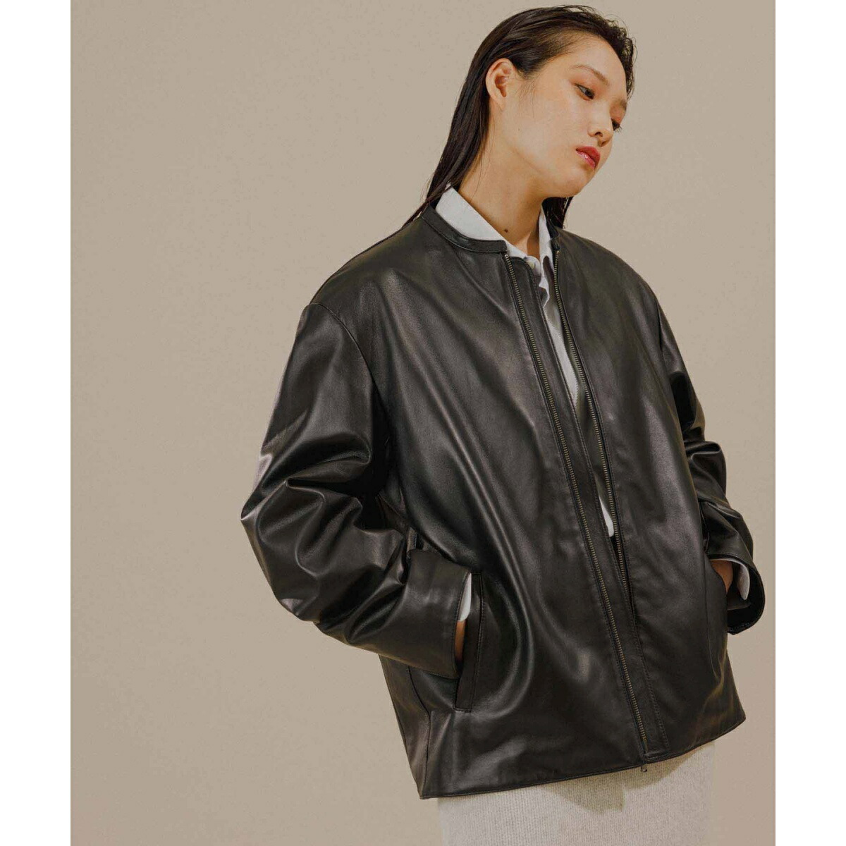 楽天市場】シープレザー シングルライダースジャケット/ルーズ