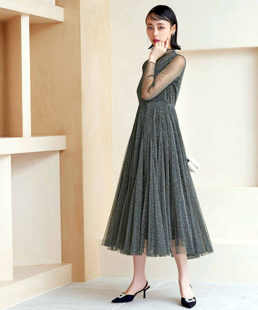 楽天市場】【S〜LL】ラメチュールメロウワンピースドレス／ルイルエ