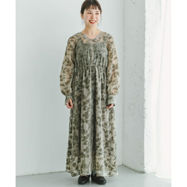 楽天市場】ベロアジャガードVネックワンピース／アイテムズ アーバン