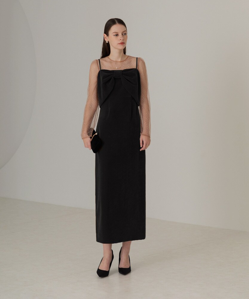 楽天市場】2WAYリボンビスチェドットストーンベロアIラインドレス