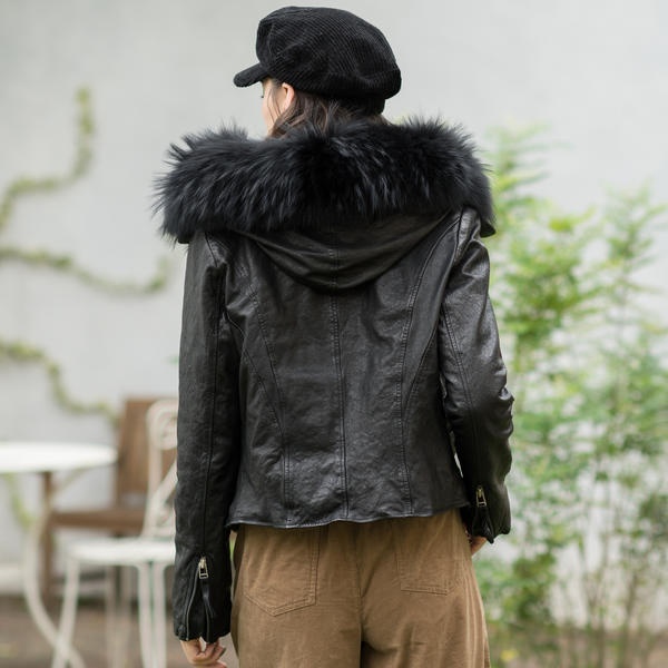 楽天市場】Fur付フードレザージャケット／goa（goa） : 丸井