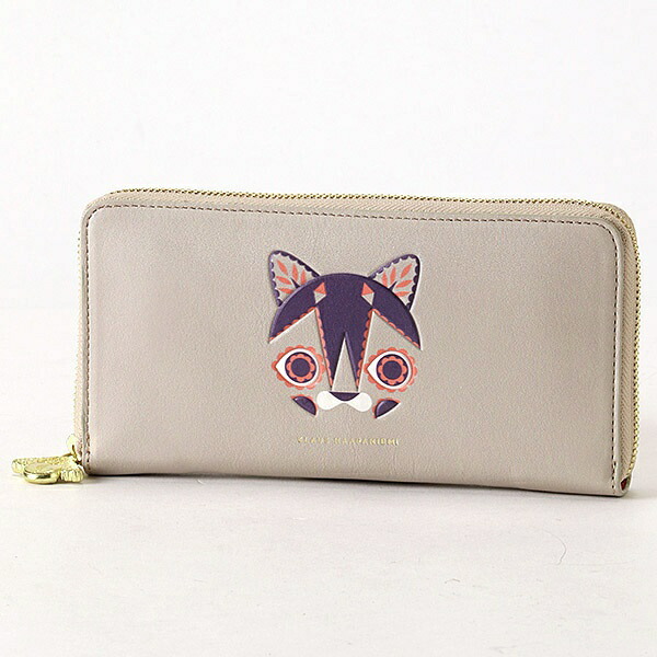 新品タグ付き】クラウスハーパニミ 二つ折り財布 本革製 猫刺繍 ネコ