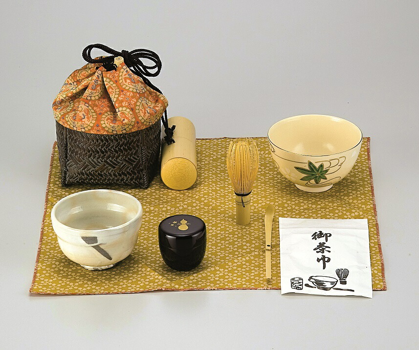 茶道具 野点籠 9点フルセット】 野点籠（野点セット 緑） NOD-09/お茶の