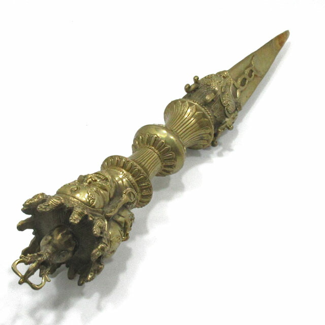チベット密教法具 古銅鍍金 馬頭観音 金剛杵 独鈷杵など 3点 C