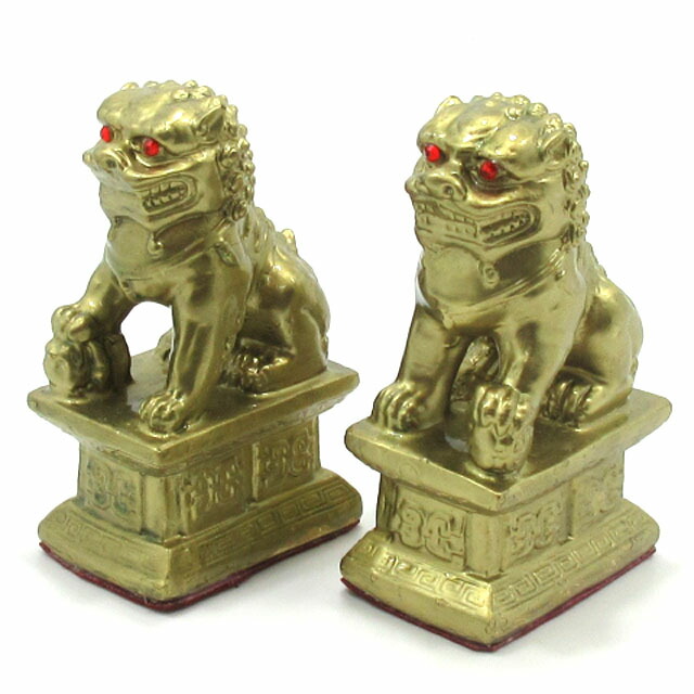 置物色絵金彩 獅子置物 高30cm 貴重/西き—001