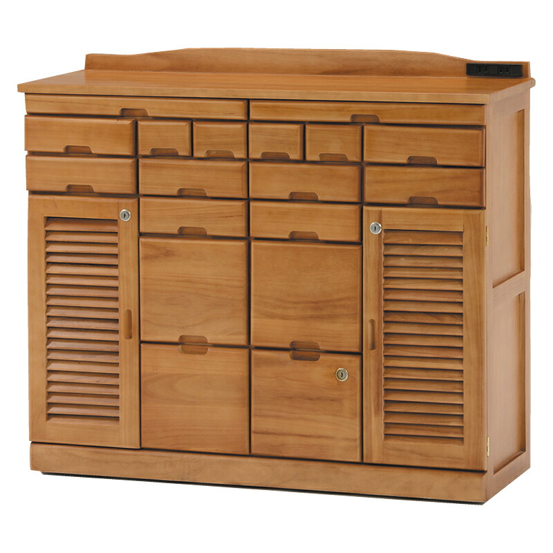 ライティングビューロー 木製電話台 引き出し付き ブラウン