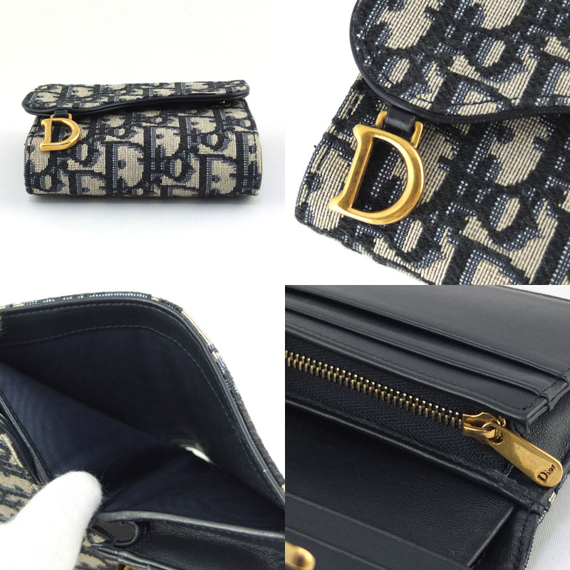 Dior サドル ミニウォレット 三つ折り財布 オブリーク トロッター