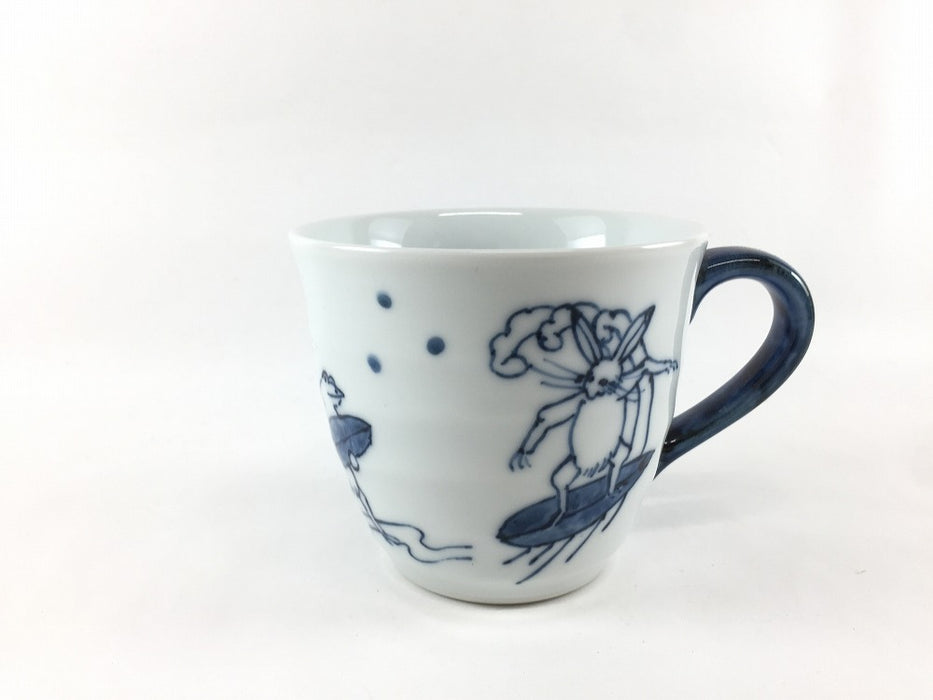 馬場真右エ門 前田泰昭 有田焼 ぐい呑お猪口盃 青色 陶器製 木箱付き