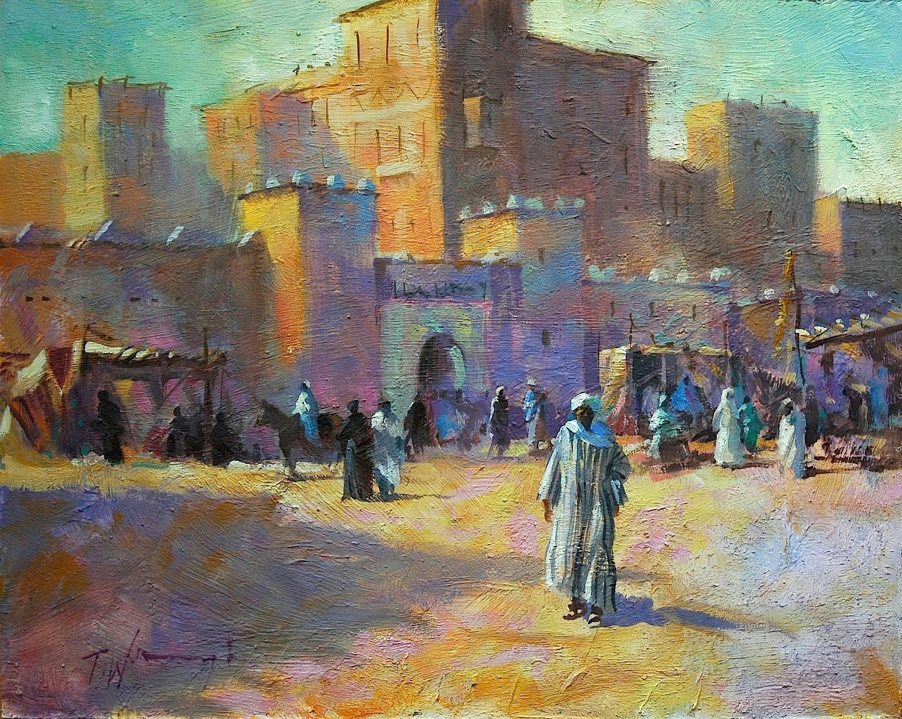 Medina Morocco / Oil On Board Measuring 20