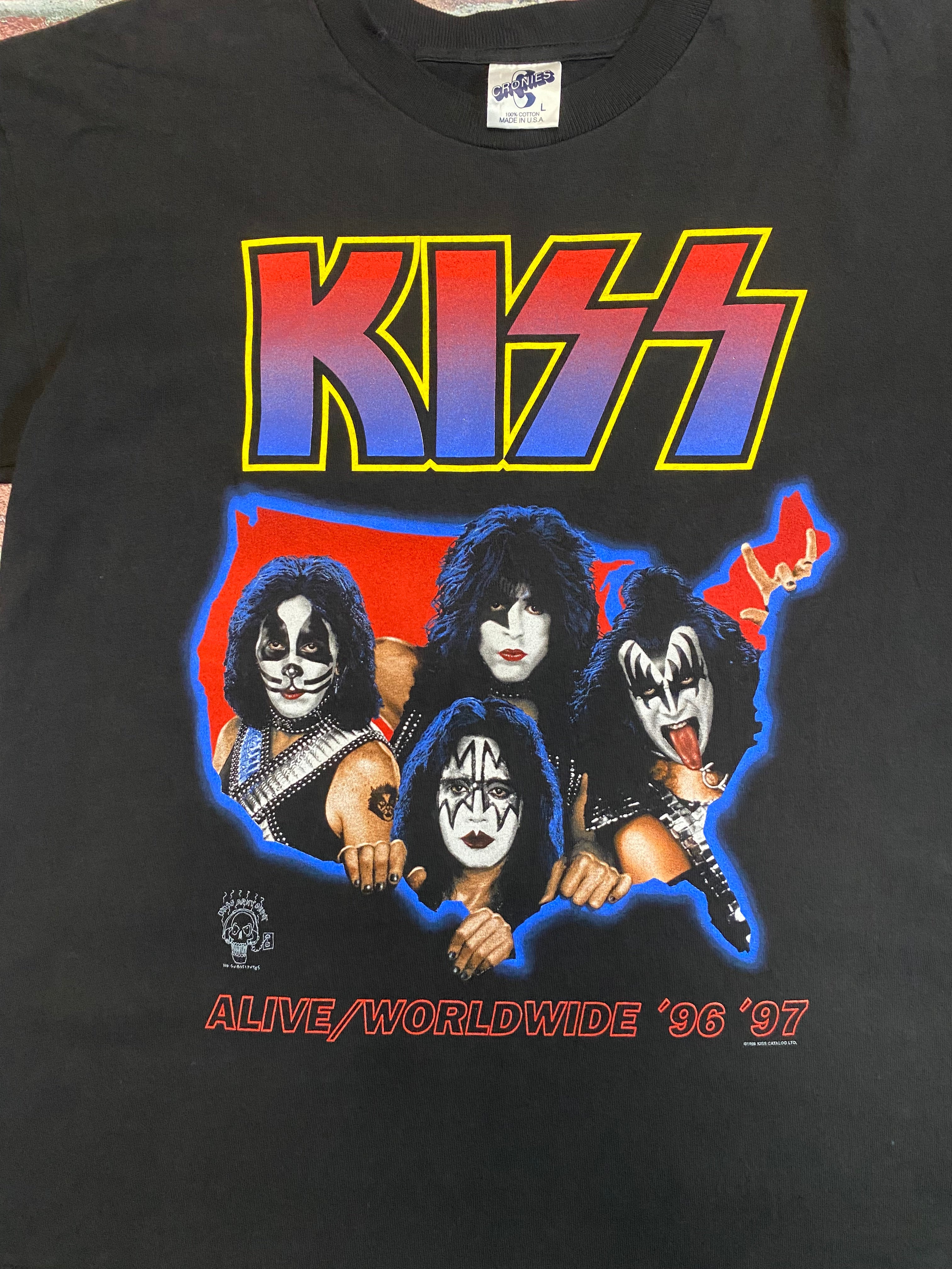 1996-97 KISS Alive/Worldwide Tour T-Shirt (22x28) Rock Concert Tee