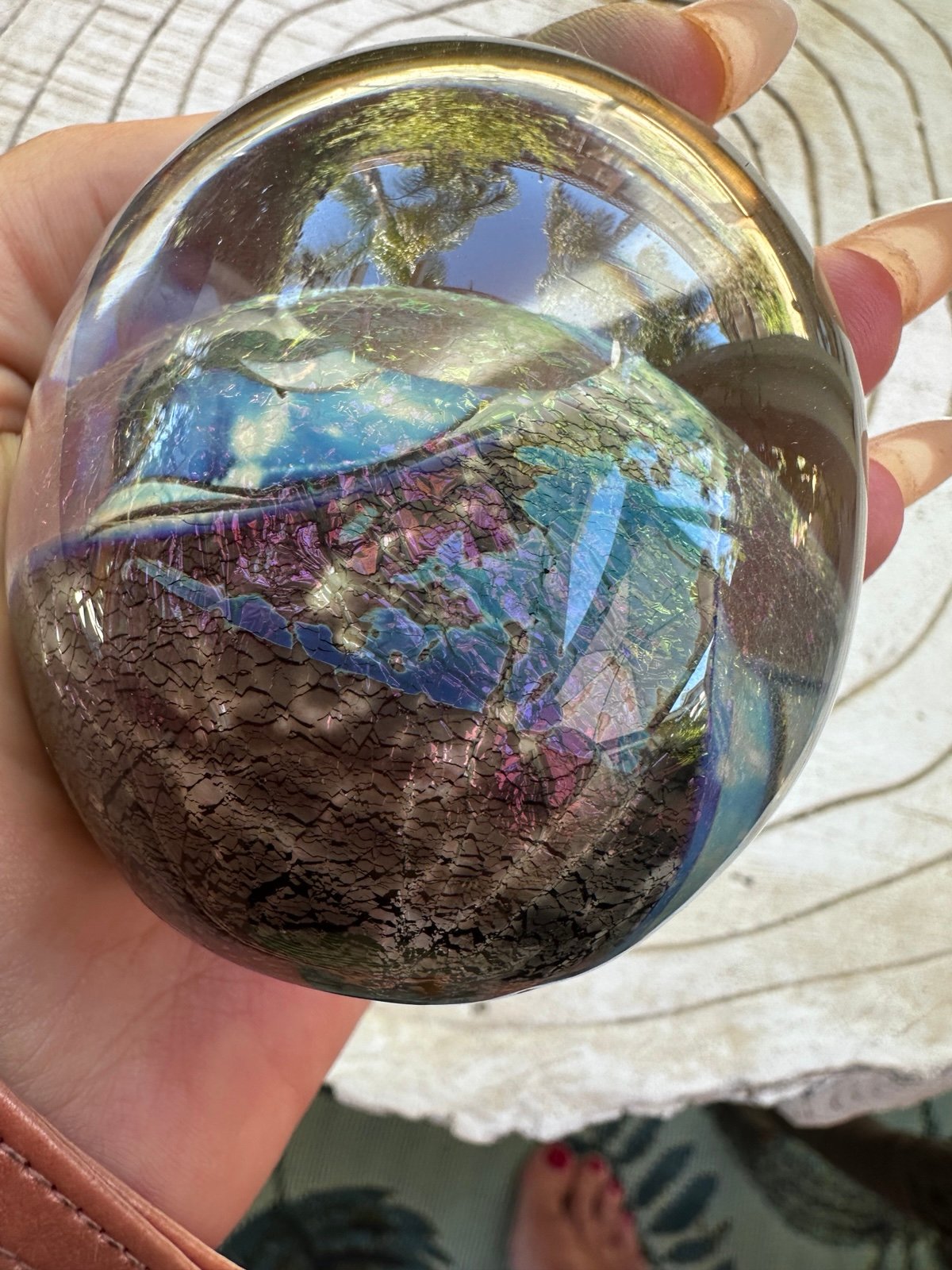 Robert Eickholt Vintage Iridescent Glass Paperweight 1992 - Glossy