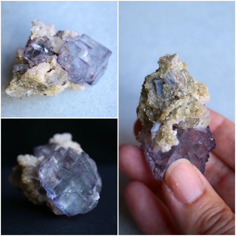 ヤオガンシャン産クォーツクラスター母岩付き「水縹色」フローライト