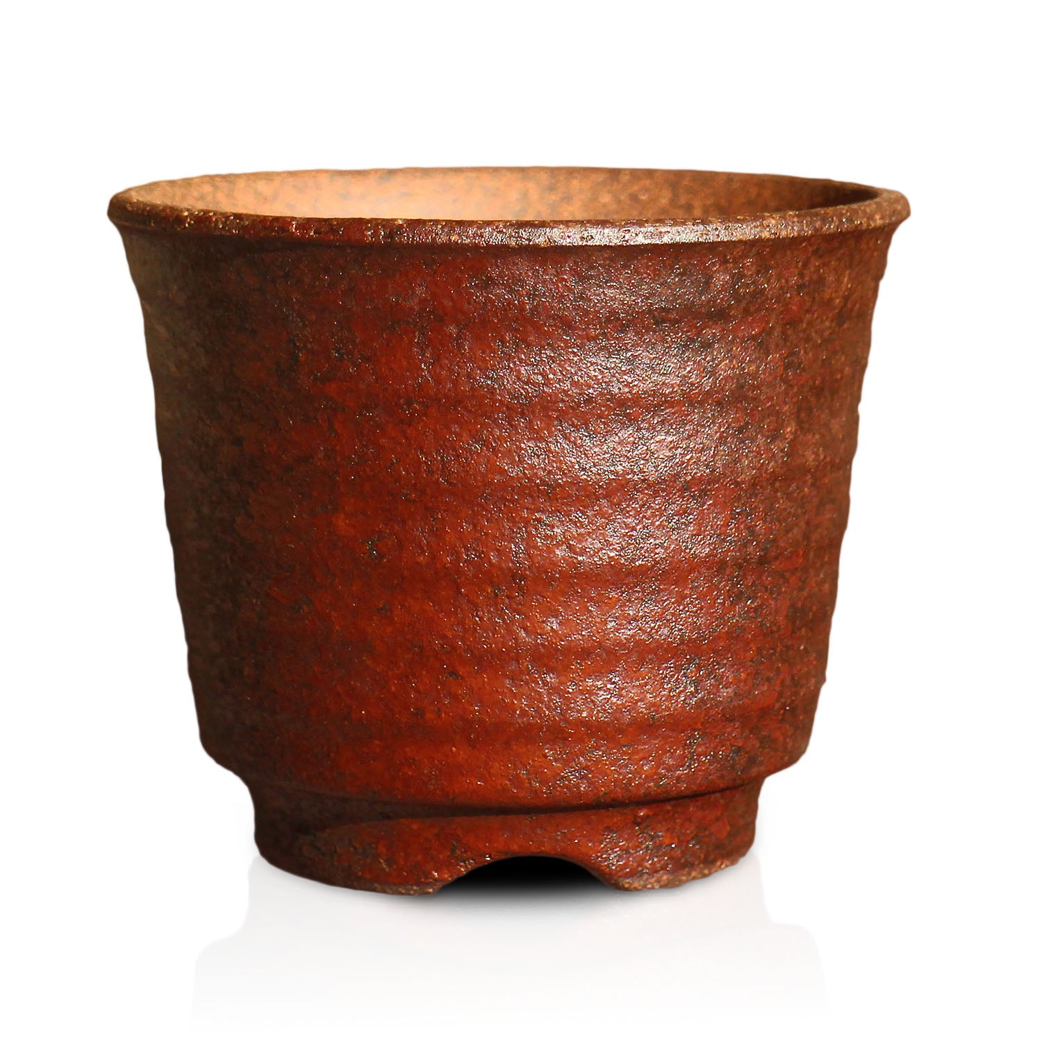 380.林盆華 赤鉄釉撫角長方 11.3*9.2*6cm 盆栽鉢 植木鉢 380.林盆華 赤