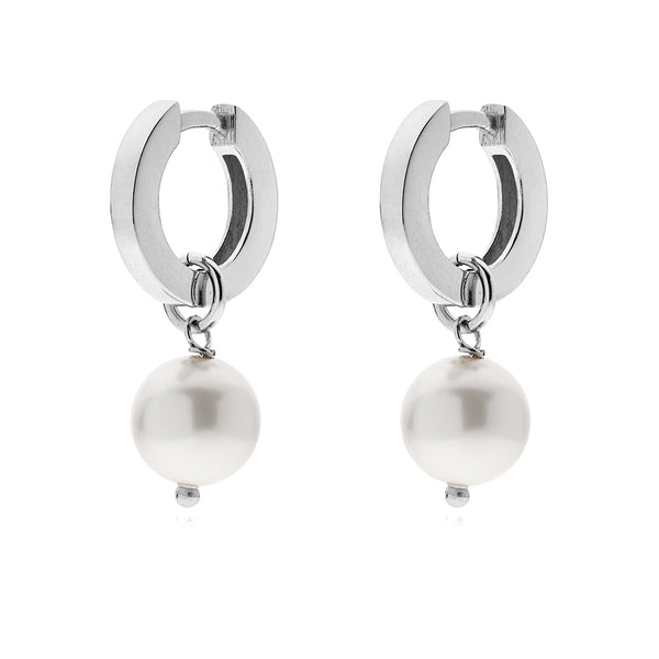 SILVER 925 パールペンダントフープピアス (ホワイト) 28627 | UNOAERRE