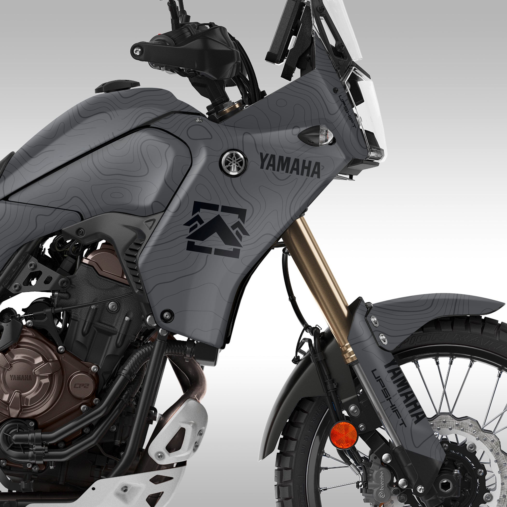 GRAPHICS KIT - 2019–2024 YAMAHA TENERE 700 - GRAY TOPO - Upshift