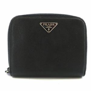 三角プレート 財布 二つ折り 小銭入れ ラウンドファスナー レザー 黒