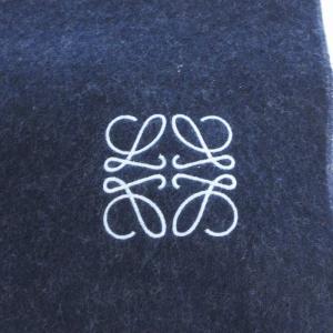 マフラー ストール アナグラム フリンジ ウール カシミヤ ロゴ刺繍