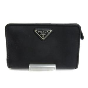 三角プレート 財布 二つ折り 小銭入れ ラウンドファスナー レザー 黒