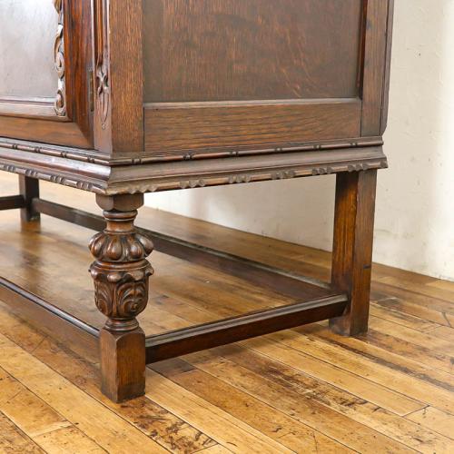 イギリスアンティーク コートカップボード 収納棚 オーク材 v_57783