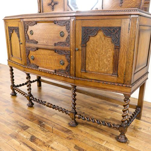 イギリスアンティーク ミラーバックサイドボード 収納家具 オーク材