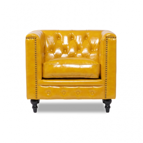 VINCENT ヴィンセントシリーズ 1人掛けソファ イエロー 黄色 合皮