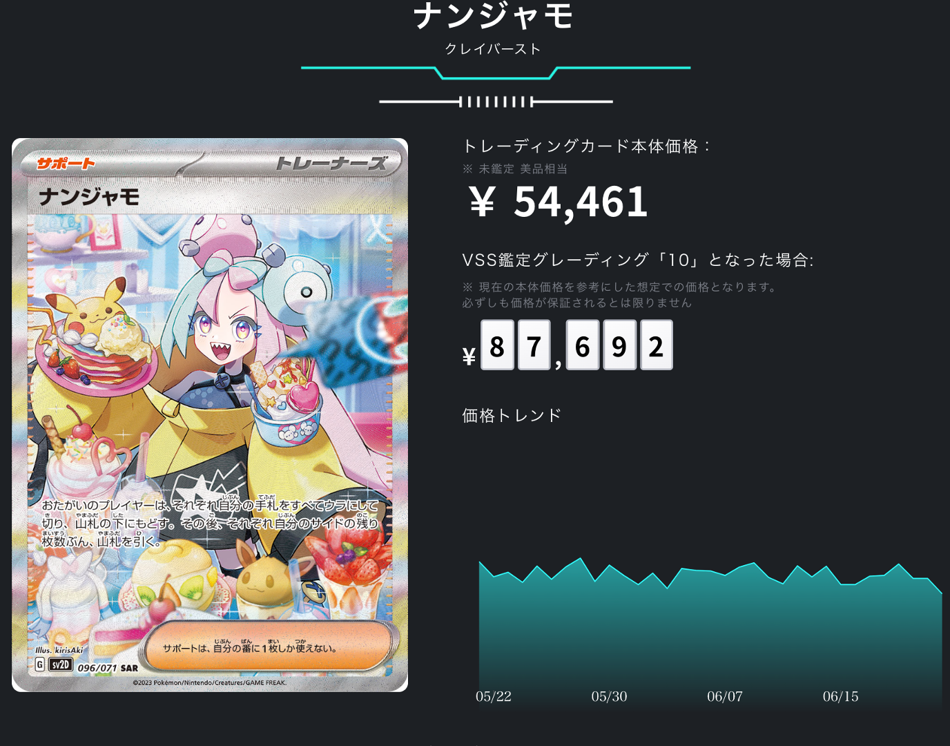 ポケカ）【ナンジャモ（クレイバースト/SAR）】相場・価格・値段・金額