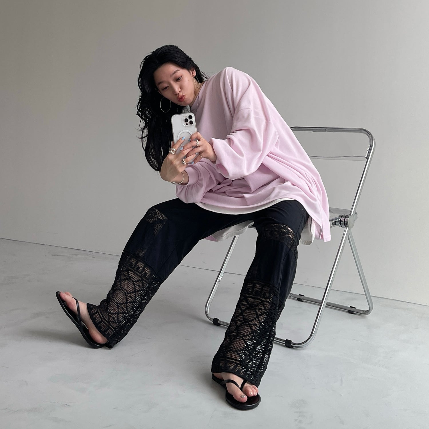 vintage like lace pants / black[FREE or LONG] | wee9s | ウィークス