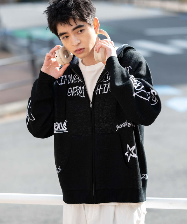 ジャガードグラフィックニットZIPパーカー｜WEGO（ウィゴー） – WEGO
